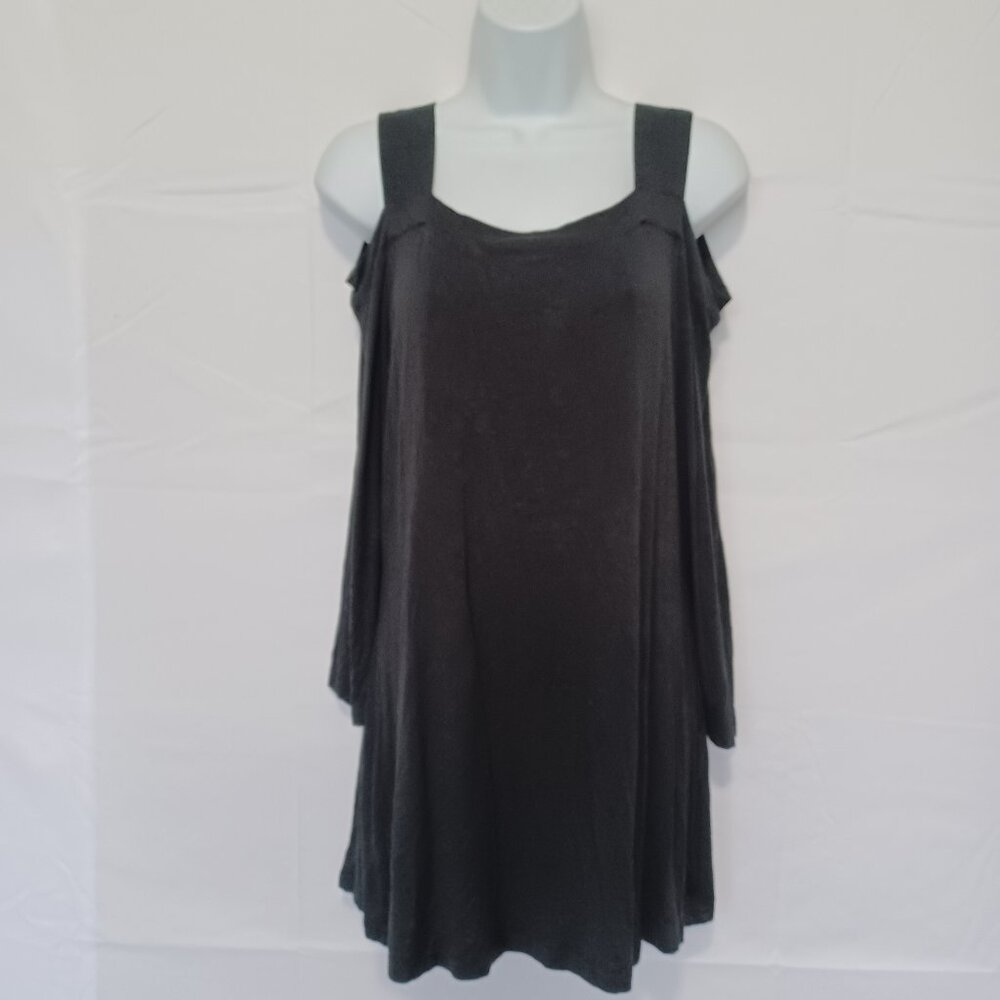 Venus women top black cold shoulder stretch sz M feminine dark academia casual